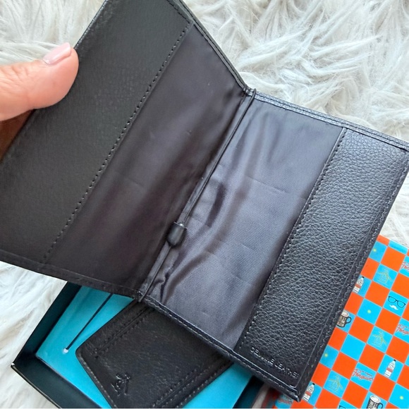 NWT Original Penguin Black Leather Passport Case with Luggage Tag - Picture 4 of 9